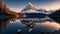 Panoramic view of the Matterhorn peak reflected in Lake Zermatt, Switzerland