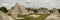 Panoramic view of the Mayan pyramids Edzna. Yucatan, Campeche.