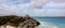 Panoramic View of Mayan Ruins above the Ocean