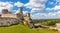 Panoramic view of medieval Ogrodzieniec Castle in Podzamcze village in Silesia region of Poland