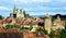 Panoramic view of the Medieval Old town of Semur en Auxois, Burgundy, France