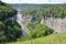 Panoramic view of Middle Falls and Genesee River gorge from Inspiration Point at Letchworth State Park