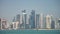 Panoramic view of modern skyline of Doha. Qatar on sunny day