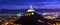 Panoramic view of Monteagudo Christ statue and castle at night in Murcia, Spain. Replica of the well-known Christ located on the