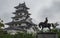 Panoramic view on the Monument of Emperor Todo Takatora and his Imabari Water Castle. Imabari, Imabari, Ehime Prefecture, Japan