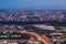 Panoramic view of Moscow. Evening, sunset.