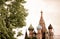 Panoramic view on Moscow Red Square Kremlin towers, Christ the S