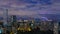 Panoramic view of Moscow timelapse. Panorama of a big city at night. Residential buildings on Mosfilmovskaya street