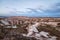 Panoramic view of  most famous valley in Turkey called Love Valley on sunset. natural background