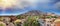 Panoramic view of Mount Teide at sunset. Tourism in the Canary Islands. Beach of Spain, Tenerife