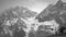 Panoramic view of a mountain with a glacier in Sonmarg, Kashmir