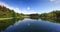 Panoramic view on mountain lake, aerial 4k video