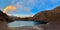 Panoramic view of a mountain lake Ifni against a blue sky in Morocco