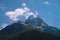 Panoramic view of the mountain peaks of the Caucasus, high mountains above the clouds