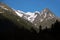 Panoramic view of the mountain peaks of the Caucasus, high mountains above the clouds