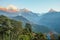 Panoramic view of mountain range, Ghandruk village, Nepal.