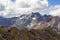 Panoramic view of mountain range with peaks Saldurspitze and Lagaunspitze in South Tyrol