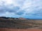 Panoramic view of mountain range with volcanoes in Timanfaya National Park, Lanzarote, Canary Islands, Spain, Europe