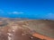 Panoramic view of mountain range with volcanoes in Timanfaya National Park, Lanzarote, Canary Islands, Spain, Europe