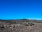 Panoramic view of mountain range with volcanoes in Timanfaya National Park, Lanzarote, Canary Islands, Spain, Europe