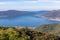 Panoramic view from mountain summit of Sveti Ilija on Kotor bay in sunny summer, Adriatic Mediterranean Sea, Montenegro