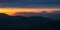 Panoramic view of mountainous landscape in the last lights of the day.