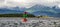 Panoramic view of mountains, lighthouse and a buoy in Alaska