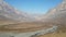 Panoramic view of the mountains and the river in the Republic of North Ossetia-Alania in Russia. A journey to the Caucasus