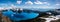 Panoramic view of mountains and turquoise coloured lake in Garibaldi provincial park, BC, Canada