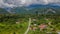 Panoramic view of Mulu village with forest and mountains near Gunung Mulu national park. Borneo. Sarawak.