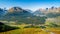 Panoramic view from Muottas Muragl of Upper Engadine GraubÃ¼nden, Switzerland