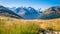 Panoramic view from Muottas Muragl of Val Roseg GraubÃ¼nden, Switzerland