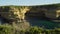 Panoramic view of Mutton bird island at sunset in the twelve apostles in Australia