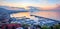 Panoramic view of Naples city, Italy, at sunrise