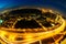 Panoramic view of National Route 1A in Ho Chi Minh city in twilight by fisheye lens, Vietnam