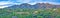 Panoramic view of a neighborhood on a shrubland mountainside area at Tucson, Arizona