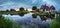 Panoramic view of netherlands rural landscape at night