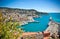 Panoramic view of Nice harbour with blue sky.