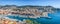 Panoramic view of Nice port and buildings in mountains