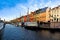 Panoramic view of the Nyhavn city during the Christmas holidays Europe - Denmark - Art toned image with watercolor effect