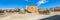 Panoramic view at the Oasys - Mini Hollywood, a Spanish Western-styled theme park, outside Western cowboys scenario, town with