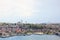 Panoramic view observation deck from Galata tower of Golden Horn and mosque Suleymaniye in Istanbul