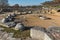 Panoramic view of octagon church in the archeological area of ancient Philippi, Greece