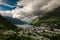 Panoramic view on Odda and the Sorfjord in the background