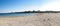 Panoramic view of Olberg beach at the beginning of summer season