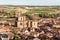 Panoramic view of an old Castilian medieval town. Penaranda de Duero in Spain