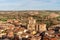 Panoramic view of an old Castilian medieval town. Penaranda de Duero in Spain