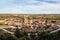 Panoramic view of an old Castilian medieval town. Penaranda de Duero in Spain