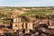 Panoramic view of an old Castilian medieval town. Penaranda de Duero in Spain