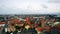 Panoramic view of the old city of Copenhagen from the tower of the Savior. A lot of bright red roofs